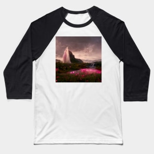 Japanese Pink Flower Field Baseball T-Shirt